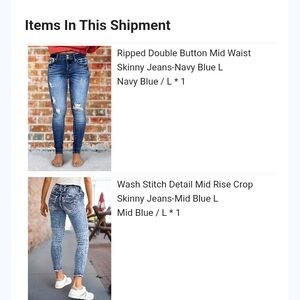 Blue Skinny Jeans with Distressing and Stitch Detail